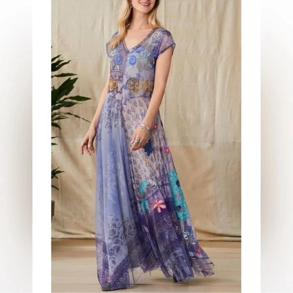 Johnny Was Biya Allegra mesh overlay dress NWOT. No slip. Size M - Picture 9 of 10